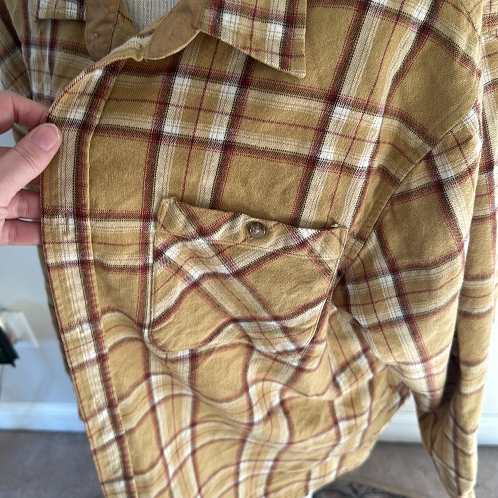 John Blair Vintage Plaid Flannel Shirt XL Yellow - Picture 3 of 7